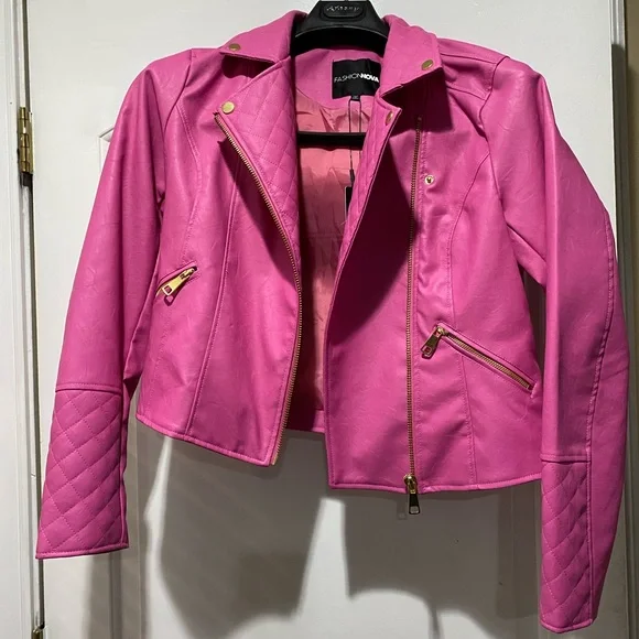 Fashion Nova Pink Leather Jacket - Picture 1 of 5